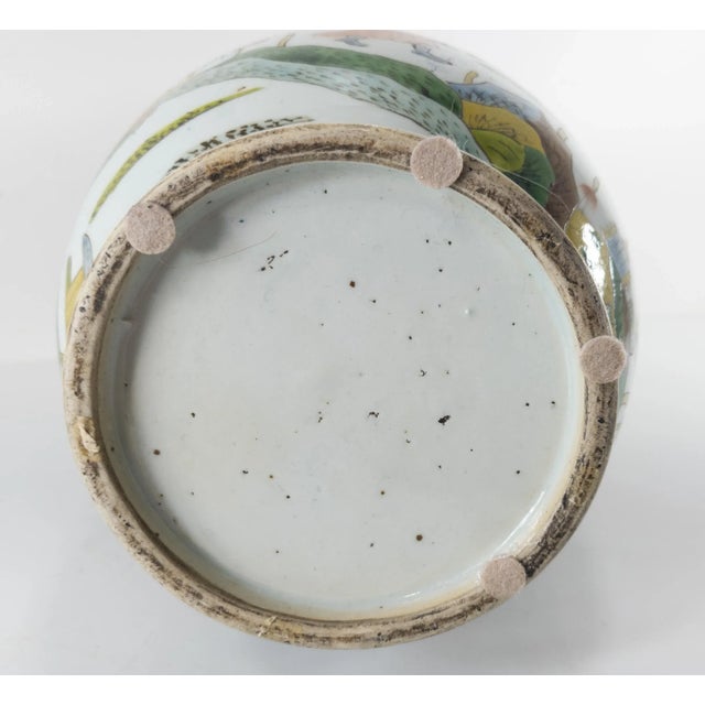 Chinese Chinoiserie Green Famille Verte Warrior Vase For Sale - Image 11 of 13