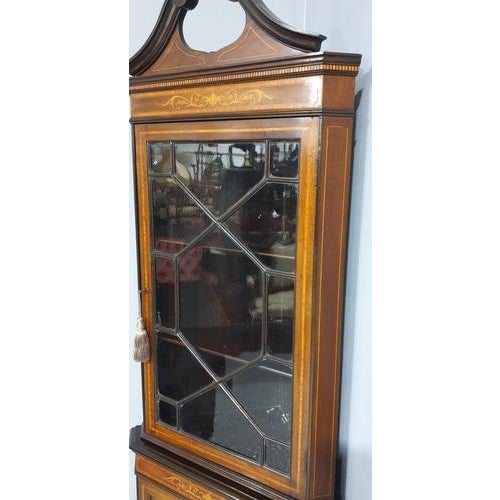 Inlaid Mahogany Corner Cabinet For Sale - Image 11 of 12