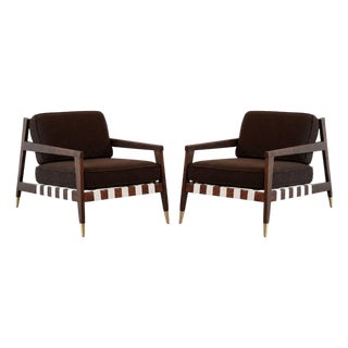 Walnut Lounge Chairs by Edmond J. Spence, C. 1950s For Sale