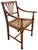 English Antique English Anglo - Indian Carved & Inlaid Caned Seat Desk Armchair For Sale - Image 3 of 18