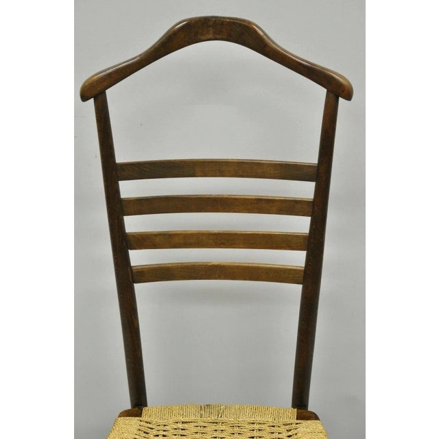 Mid-Century Modern Vintage Mid Century Italian Modern Wood & Rope Clothing Valet Butlers Chair For Sale - Image 3 of 10