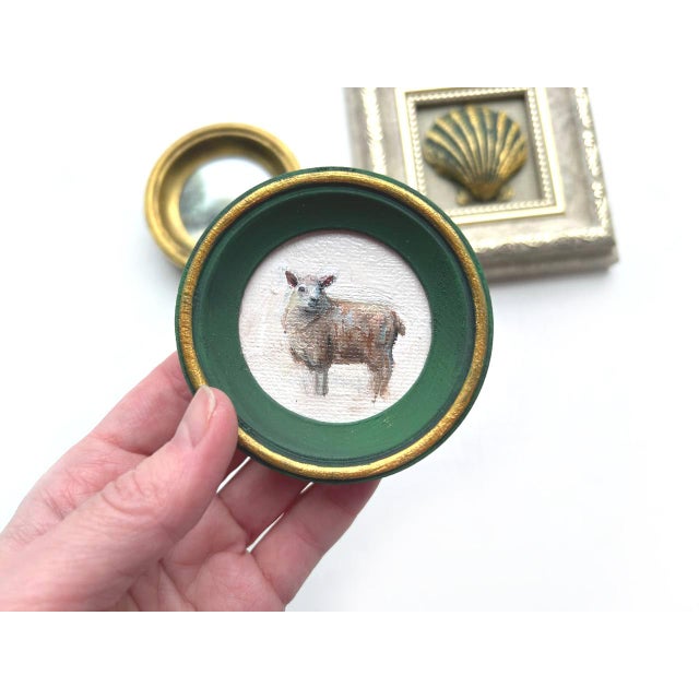 Art Deco Set of 3 Miniature Framed Oil Paintings Vintage Frames Tiny Decor Wall Art For Sale - Image 3 of 11