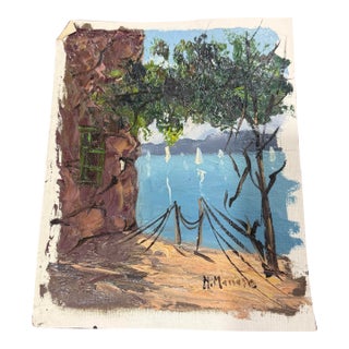 N.Manolla Oil Painting 1950s Loose Signed From Italy For Sale