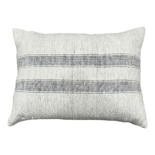 Ivory Modern Wool and Cotton Pillow With Striped Pattern For Sale