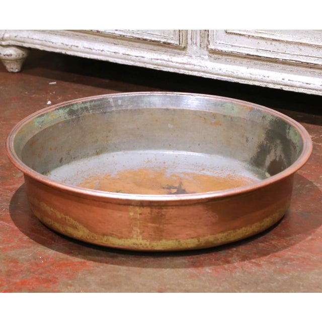 Mid 19th Century 19th C. French Hammered Copper Basin With Rolled Rim and Verdigris Patina For Sale - Image 5 of 7