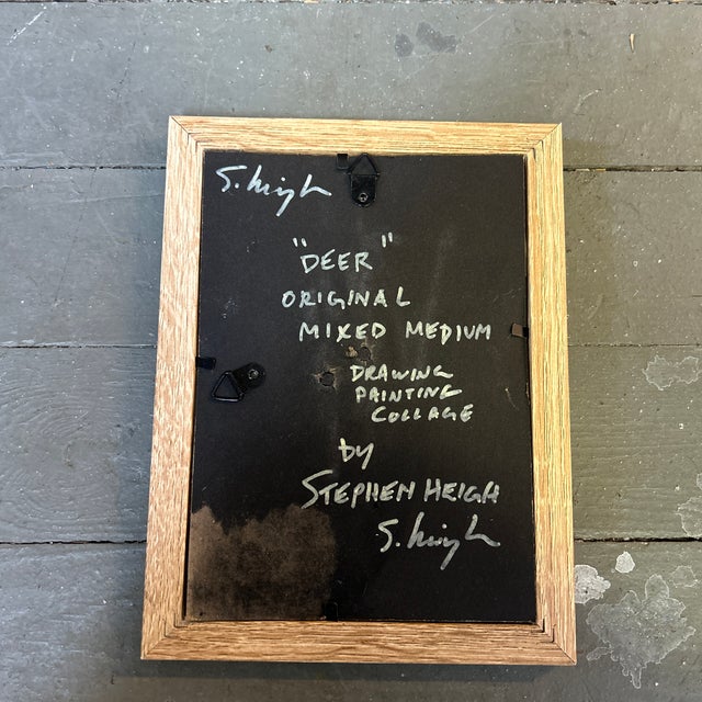 Contemporary Contemporary Original “Deer” Mixed Medium Drawing / Painting / Collage by Stephen Heigh For Sale - Image 3 of 3