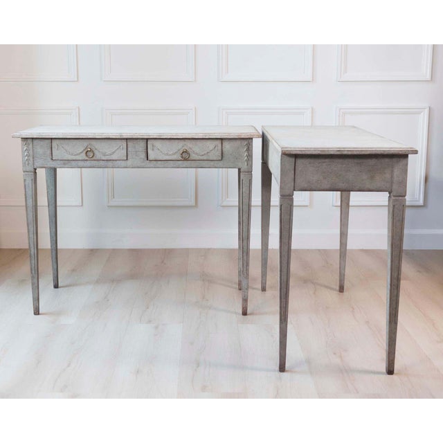 Pair of 19th Century Swedish Gustavian Painted Console Tables For Sale - Image 9 of 14