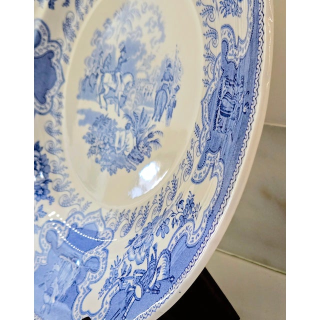 Ceramic 1970s Texian Campaigne Staffordshire Blue Plate by Mottahedeh – Dallas County Heritage Society Authorized Reproduction For Sale - Image 7 of 10