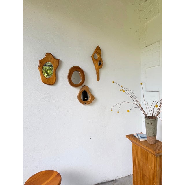 Brutalist Organic Wooden Mirrors, 1950s, Set of 4 For Sale - Image 6 of 18