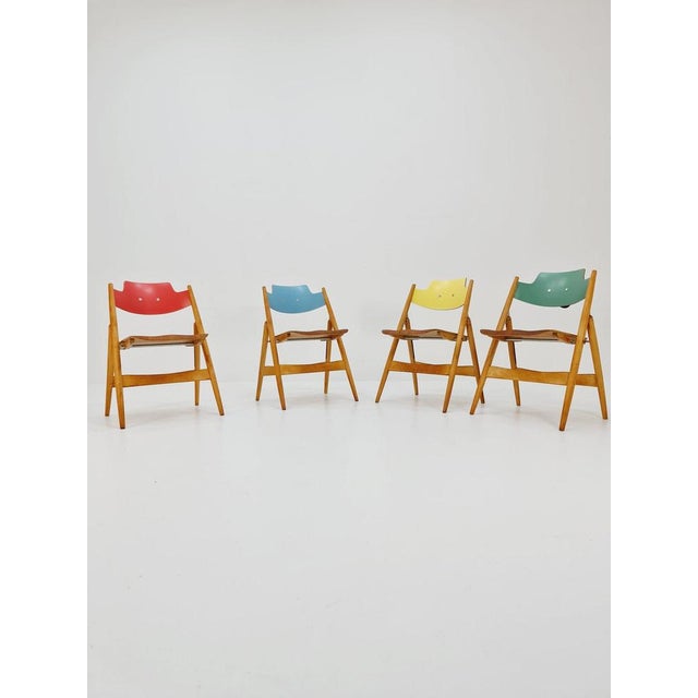 Model SE18 Austrian Folding Chair by Egon Eiermann for Wilde & Spieth, 1950s, Set of 4 For Sale - Image 3 of 11