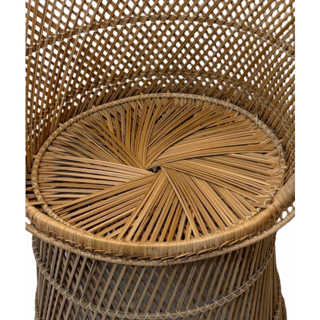 1970s Bohemian Rattan Peacock Style Barrel Chair With Pedestal Base For Sale - Image 4 of 8
