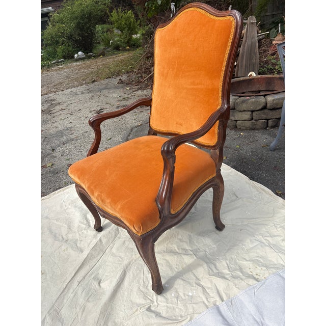 Pair of 18th Century Italian Walnut Upholstered Arm Chairs For Sale - Image 11 of 11