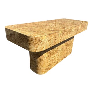 Burl Laminate Vintage Console Table For Sale