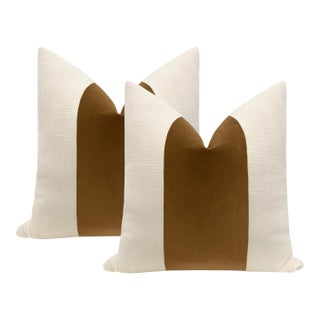 20" Marrakesh Designer Velvet Panel + Linen Pillows - A Pair For Sale