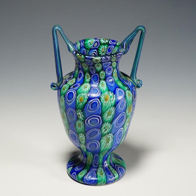 Glass Large Multicolored Millefiori Vase, Fratelli Toso Murano Ca. 1920s For Sale - Image 7 of 9