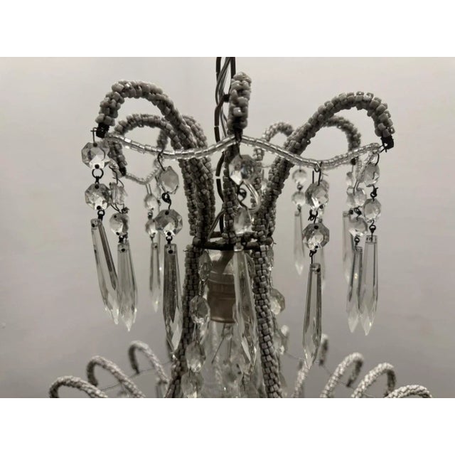 Vintage Italian Crystal Beaded Light Pendant, 1960s For Sale - Image 6 of 12