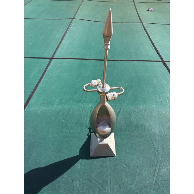 Silver Original Akio Makigawa Style Post Modern Cast Aluminum Abstract Space Age Table Lamp For Sale - Image 8 of 12