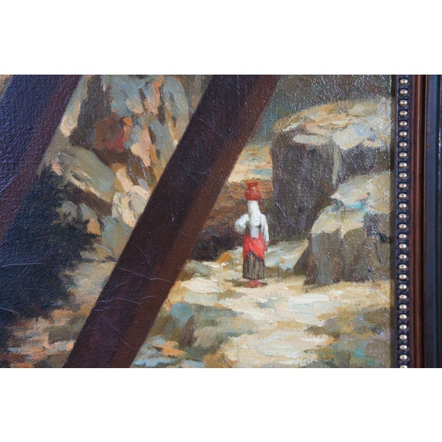 Late 20th Century Italian Girl Drawing Water Oil Painting After William Adolphe Bouguereau For Sale - Image 9 of 12