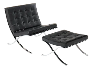 Set of Barcelona Chair and Ottoman by Ludwig Mies van der Rohe for Knoll Inc / Knoll International, 1970s