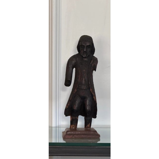 Wood Antique Spanish Revival Santos Religious Relic Solid Wood Tabletop Figure For Sale - Image 7 of 12