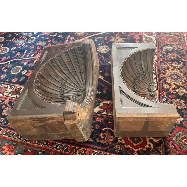 Pair of Mahogany Carved Shell Architectural Accents For Sale - Image 4 of 7