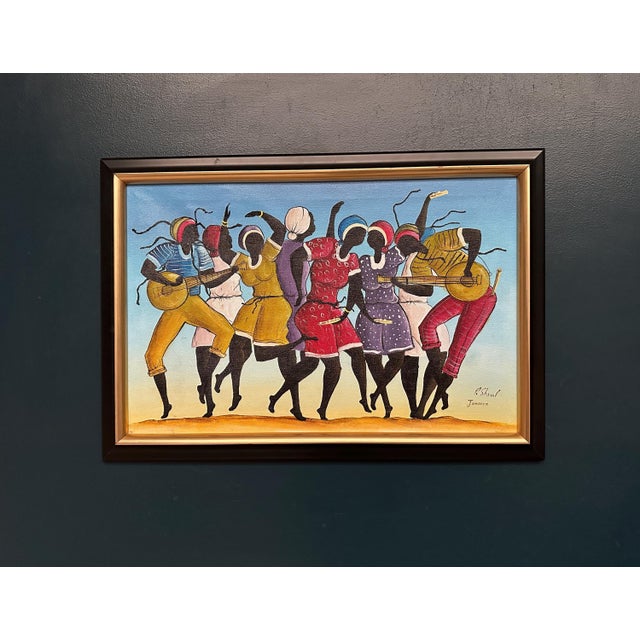 R. Shaw, Dancing Figures with Instruments, 1950s, Oil Painting on Canvas, Framed For Sale - Image 10 of 15