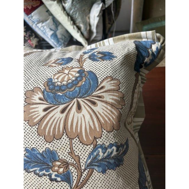 Vintage Printed Linen Floral Pillow For Sale - Image 9 of 12