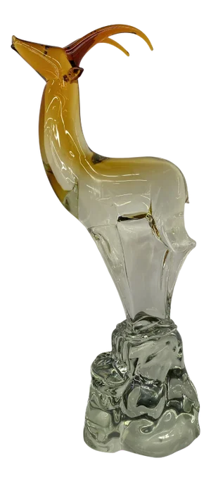 1950s Salviati Murano Hand Formed Italian Glass Red Amber Antelope