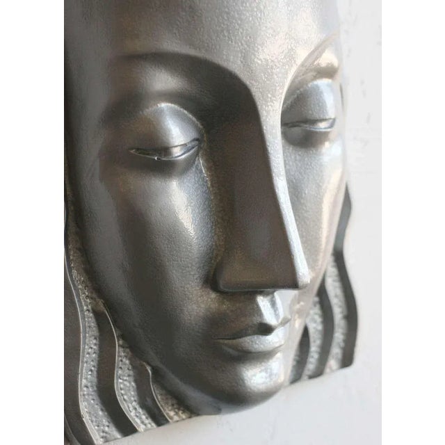 Art Deco 1970s Art Deco Sculptural Female Face Wall Sconce For Sale - Image 3 of 5