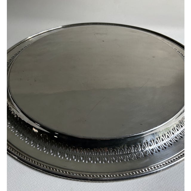 Mid 20th Century Wm Rogers Larger Silver Plate Round Serving Tray For Sale - Image 16 of 18