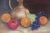 Vintage Oil Painting, Colorful Still Life With Fruit and Jug Pitcher Grapes, Unsigned For Sale - Image 6 of 10