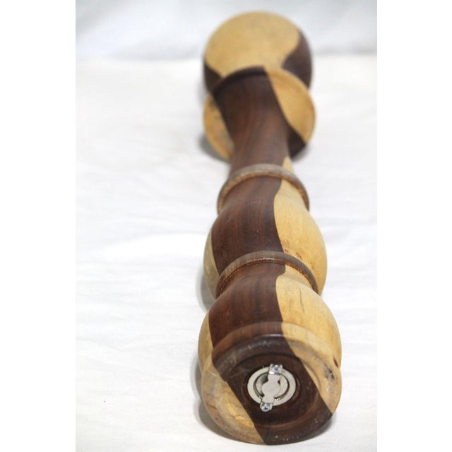 1970s Vintage Folk Art Excellent, Extra-Large Turned Wood Pepper Mill For Sale - Image 5 of 7