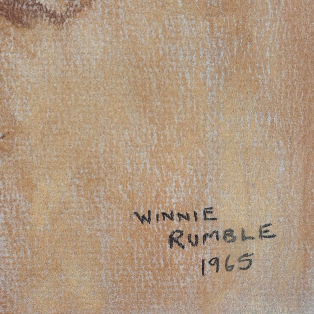 Pastel portrait by Winnie Rumble (American, 20th century), signed and dated 1965. Executed in soft pastel on 100% cotton...