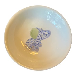 Late 20th Century Traditional Herend Elephant Bowl in Blue in Great Condition For Sale