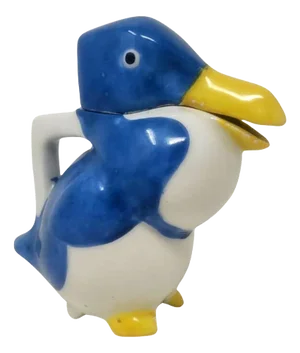 Small Art Deco Duck Pitcher in Limoges Porcelain attributed to Edouard-Marcel Sandoz, 1916