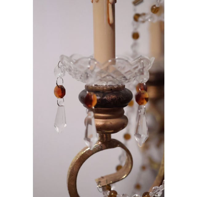 1970s Hollywood Regency Gold & Black Crystal Candelabra Table Lamp For Sale - Image 11 of 12