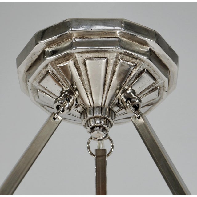 Silver French Art Deco Pendant Light by Noverdy 1930 France For Sale - Image 8 of 13