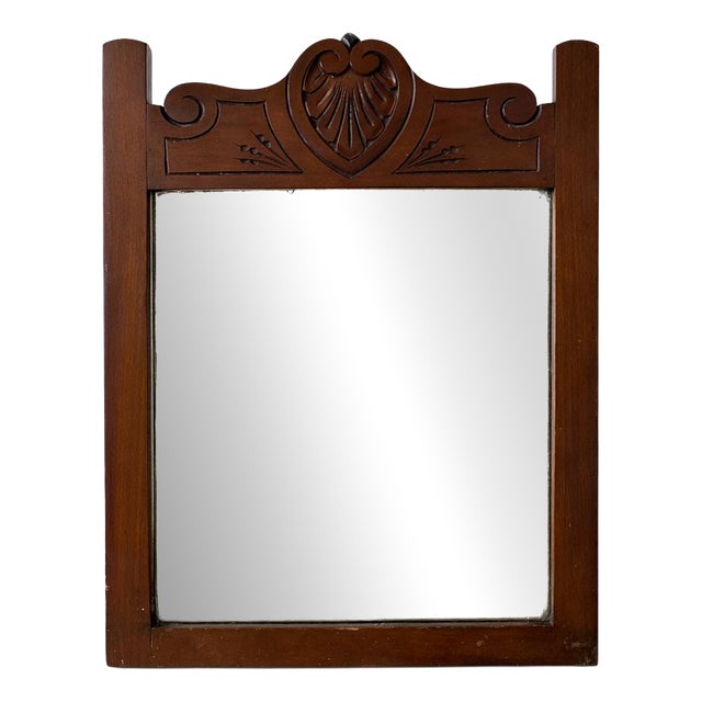 French Carved Mahogany Farmhouse Wall Mirror For Sale