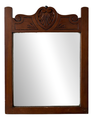 French Carved Mahogany Farmhouse Wall Mirror