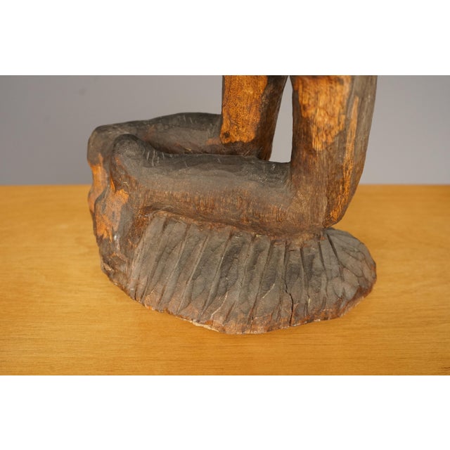 Wood Mid-Century Expressionist Sculpture of a Woman, 1950s For Sale - Image 7 of 11