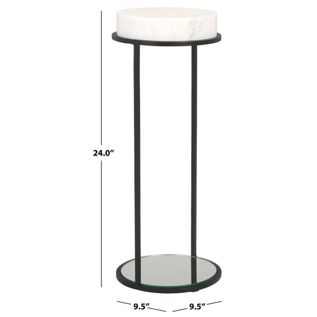 Modern Jennibelle Round Marble Drink Table in Black with White Marble Top For Sale - Image 3 of 8