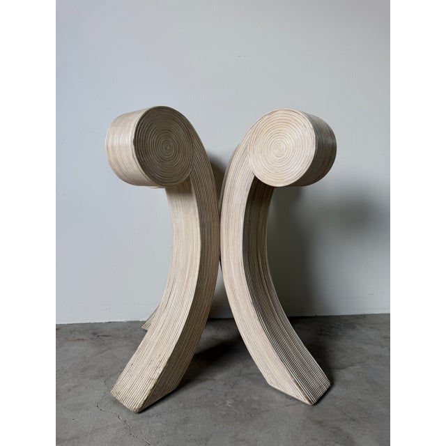 Vintage Coastal Organic Sculptural Pencil Reed Rattan Dining Table For Sale - Image 12 of 18