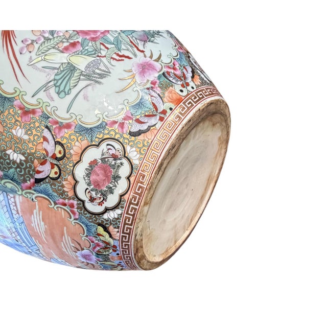 Wood Vintage Rose Medallion Jardiniere/Cache Pot /Planter W/Stand 23" H For Sale - Image 7 of 10