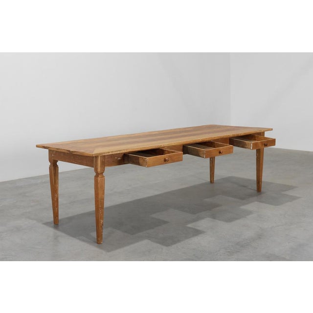 Large French Provincial Farm Table in Elm Wood, France, 1850 For Sale - Image 4 of 16