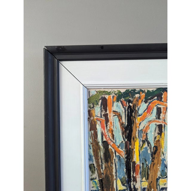 Paint Mid-Century Modern 'Woodland Colour' Vintage Mini Original Landscape Oil Painting, Framed For Sale - Image 7 of 12