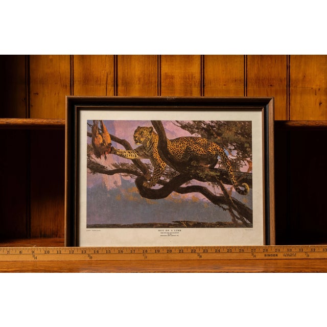 1960s Remington Arms "Out on a Limb" Game Art Collection Framed Litho For Sale - Image 5 of 5