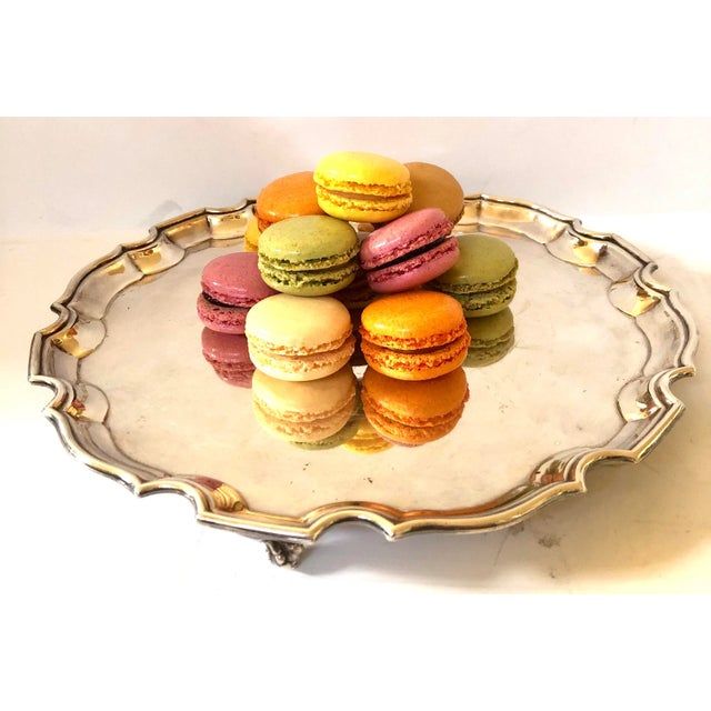 1950s Silver Footed Pie Crust Serving Tray For Sale - Image 5 of 7