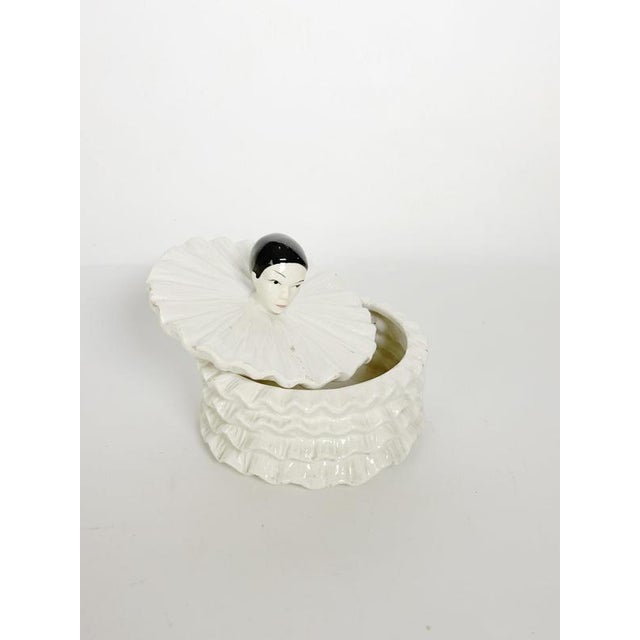Hollywood Regency White Ceramic Pierrot Box, France, 1970s For Sale - Image 3 of 17
