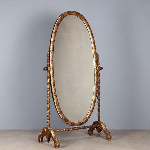 Tilting Oval Mirror with Leaf Carvings For Sale - Image 10 of 10