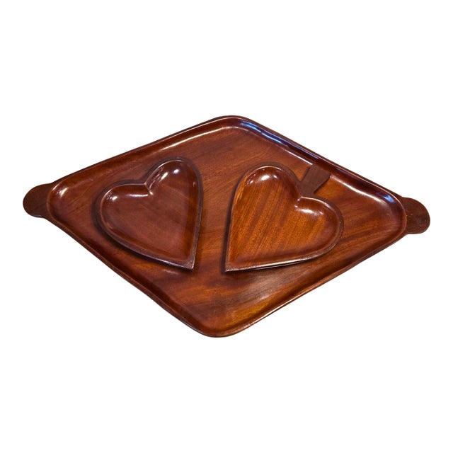 Fred Woolley Mahogany Wood Tray Set – Made in Haiti | Set of 3 Solid Mahogany For Sale